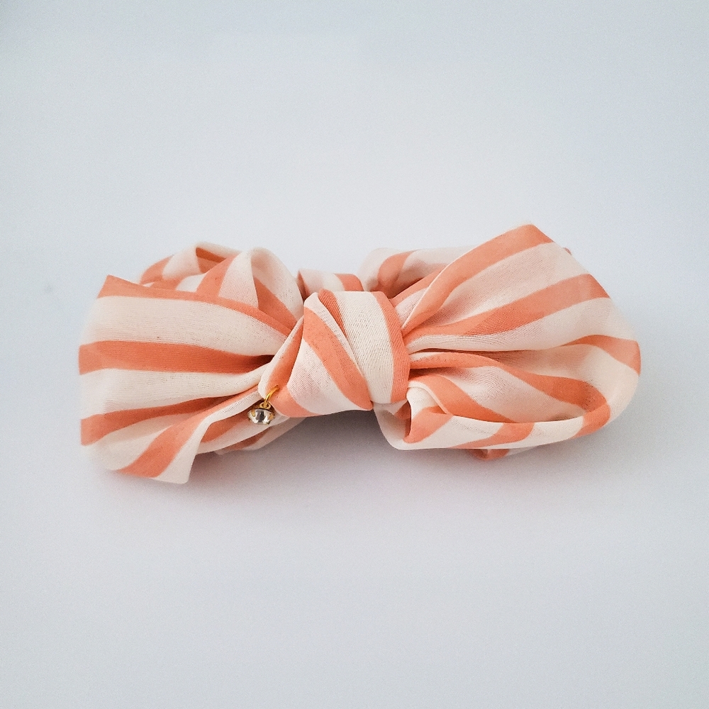 Striped Chiffon Bow Hair Clip